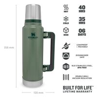 Stanley The Legendary Classic Bottle Hammertone Green 1.4lt Vacuum