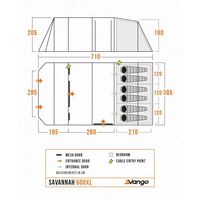 VANGO Savannah 600XL, Οικογενειακή σκηνή 6 ατόμων, 700 x 380 x 210(ύψος) cm, TEVSAVANN000002 /Deep Blue