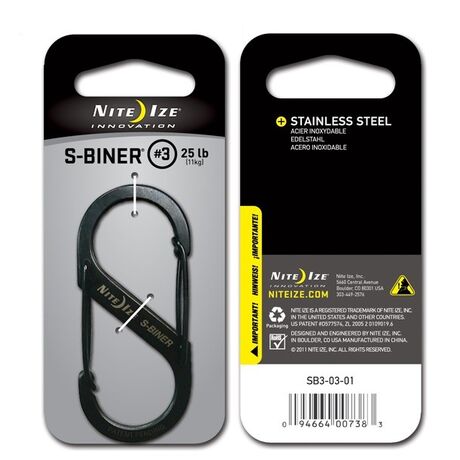 Nite Ize S-Biner 3 Black Metallic Carabiner