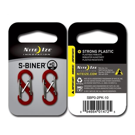 Nite Ize S-BINER 0 Red Plastic 2 Pieces