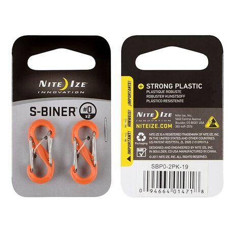 S-BINER 0 Πορτοκαλί Πλαστικό Carabiner 2 Τεμάχιων