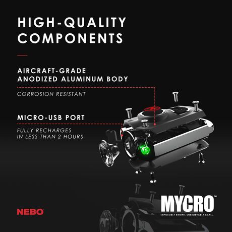 Φακός Mycro Silver Nebo Επαναφορτιζόμενος 400 lumens