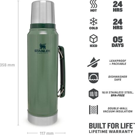 The Legendary Classic Bottle Hammertone Green 1lt Θερμός Stanley