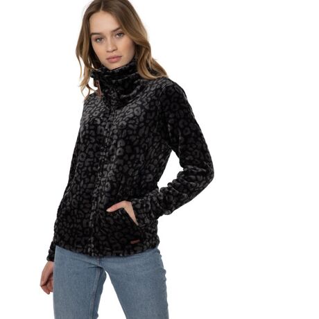 Prtpaco Leopard Black Γυναικεία Ζακέτα Fleece Protest