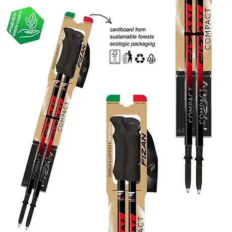 Fizan Compact Red Telescopic Trekking Poles