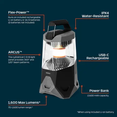 Επαναφορτιζόμενο Φανάρι Galileo 1600L Nebo