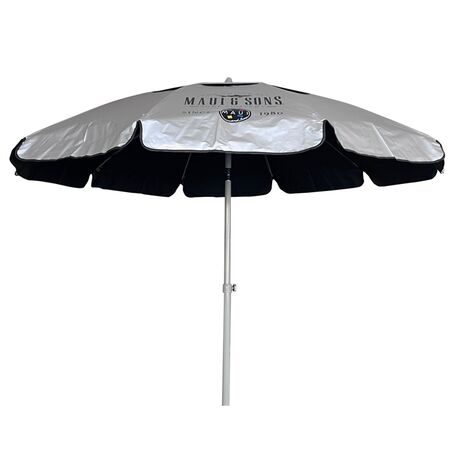 Reinforced 200cm Beach Umbrella with 10 U-Shaped Ribs, Tilt Mechanism & Black-Out Shading – MAUI & SONS