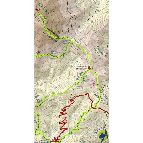 Hiking map of Dirfys and Xerovouni  1:25,000 scale