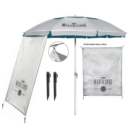 Maui & Sons 2.20m Petrol Beach Umbrella with Side Shade 1983